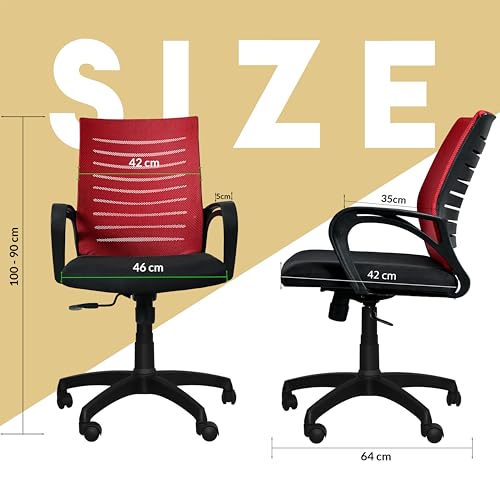 Image of Seventh Heaven Bolt Mid Back Revolving Office Chair for Work from Home, Study, and Computer Use | Heavy Duty Base | Ergonomic Mesh Design | Durable & Comfortable Seating (Red Mesh)