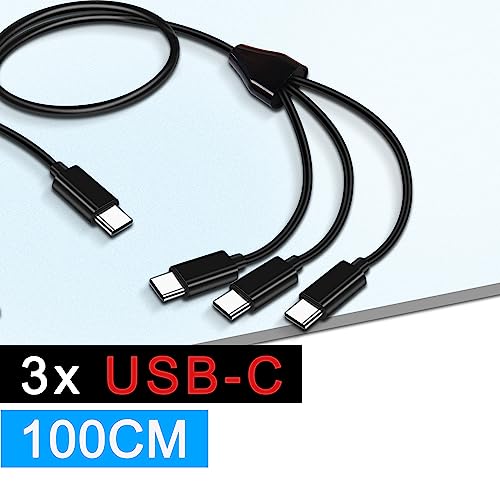 MEIRIYFA USB C Splitter Cable, USB Type C Male to 3 Type-C Male Data Charge Cable Wire Cord for Most USB C Phones Tablet Laptop - 1M - Image 2