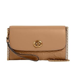Coach Womens Signature Leather Chain Crossbody