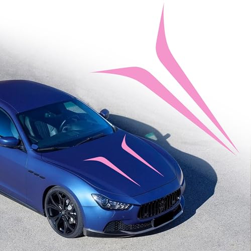 Image of TOMALL 2pcs 39 inch Car Hood Stripe Sticker for Car Auto Racing Sport Body Side Stripe Decal Skirt Roof Hood Bumper Stripe Decal Universal Vinyl Modified Decal Decoration for SUV Off-Road Vehicles (Pink)