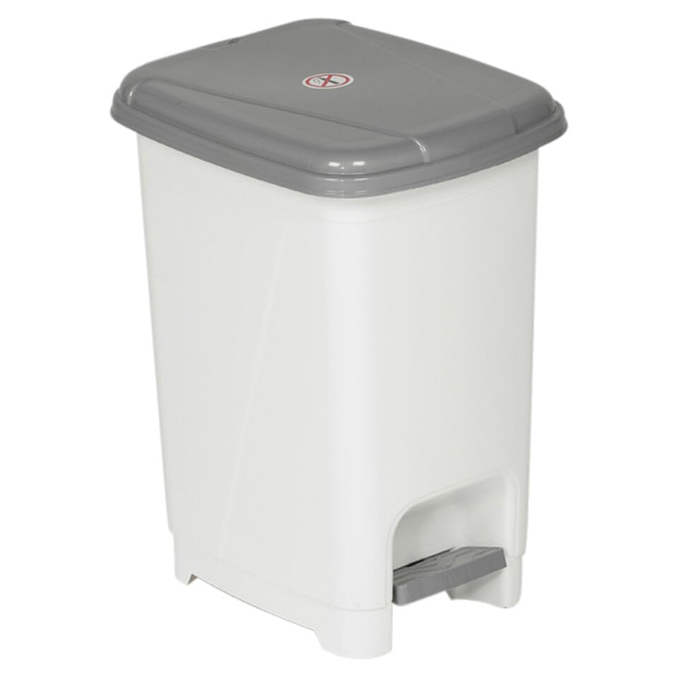 URBNLIVING 8L White Plastic Hands Free Mini Pedal Bin Recycle Trash Kitchen Bathroom Office Toilet Waste Garbage Storage Dustbin Basket