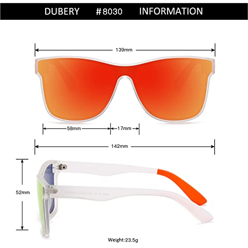 Image of DUBERY Fashion Polarized Sunglasses for Women Men 100% UV Protection Trendy Siamese Lens Shades D8030