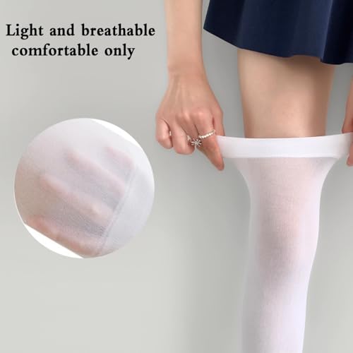 Image of Women's Non-Slip Thigh-High Socks High Stretch Nylon Compression Socks For Daily Wear, Work, Dates, Travel and Long-Term Standing(White Knee-High Socks)