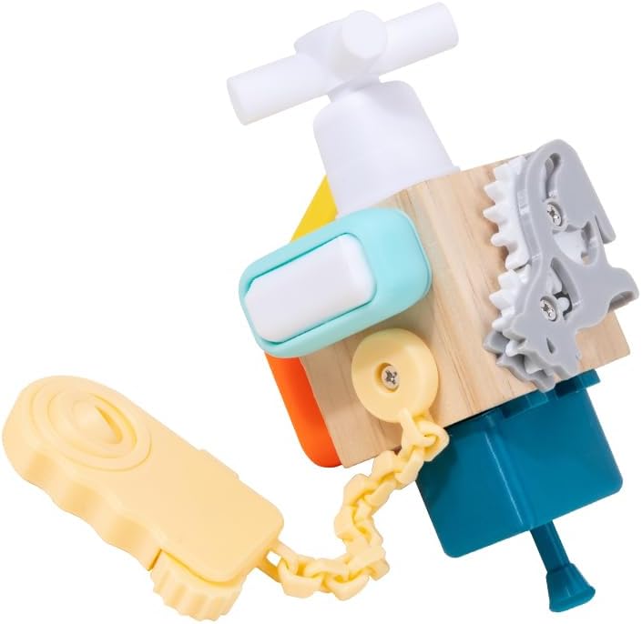 Activity Cube Toy for 1 Year Old Boy, Busy Board Montessori Toys for Toddlers, Wooden Travel Sensory Toy for Toddlers 1-3, Birthday Gifts for 9 12 Months Baby Boys Easter Basket Stuffers