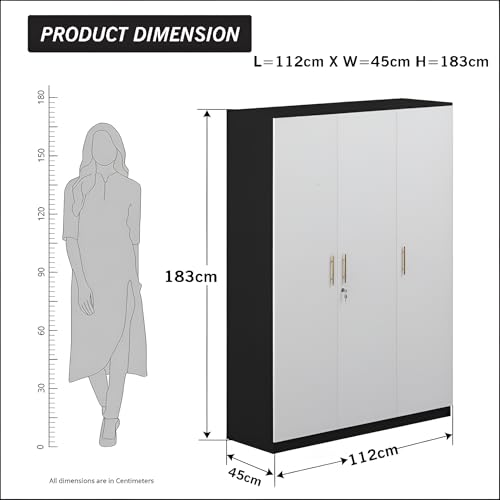 Image of Callas 3 Door Wooden Wardrobe for Bedroom | Engineered Wood Almirah with Hanging Rod, Lockable Door & Drawer, |1 Year Warranty with Free Installation