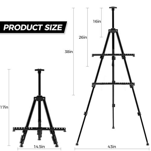 Image of RRFTOK 2 Pack 17-66 Inch Art Easel Stand for Painting and Sign, Black