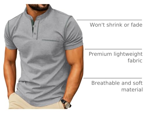 Image of Sailwind Mens Henley Shirts Short Sleeve Summer Casual Classic Cotton T Shirts Pocket Button Shirt