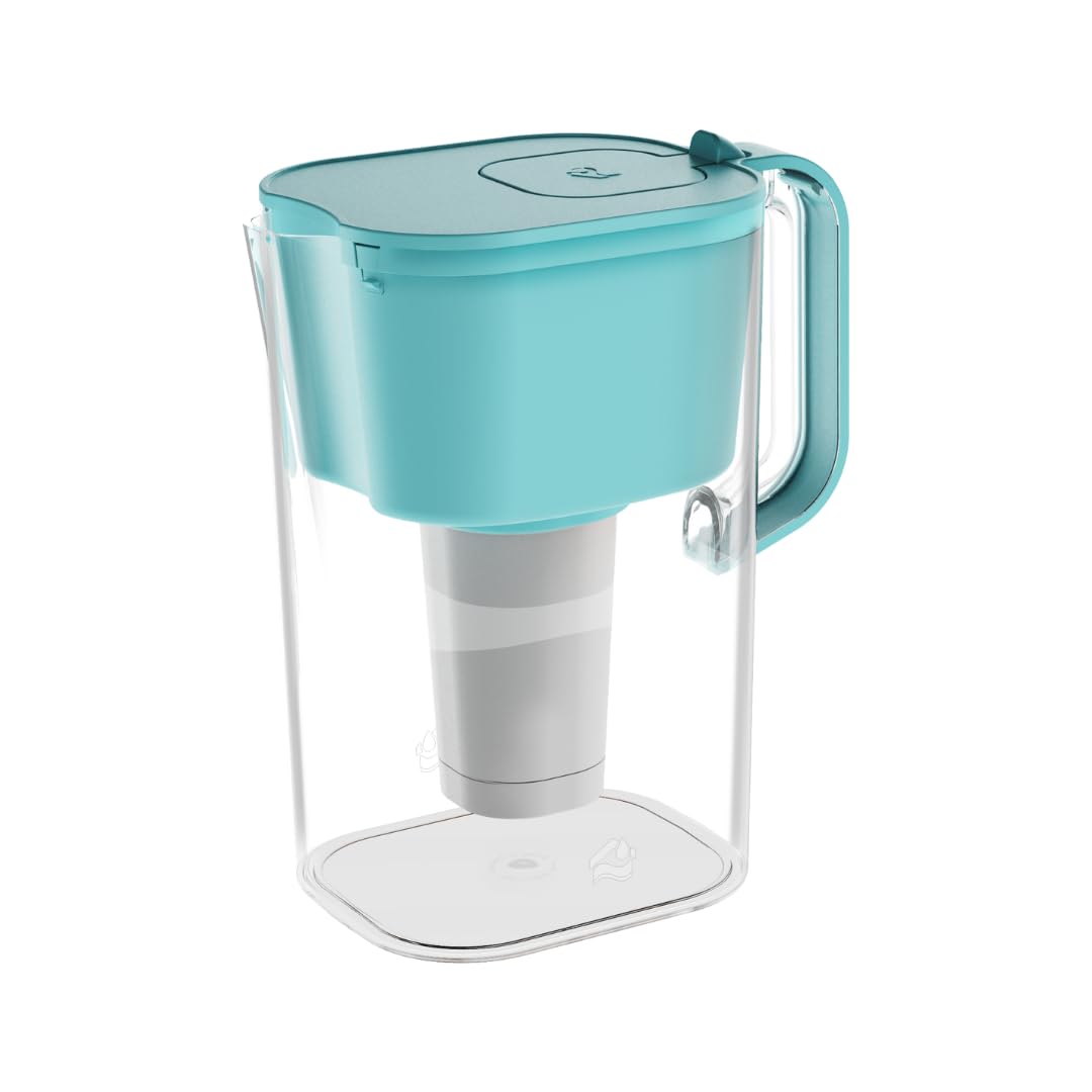 Photo 1 of HOMEWATER 10-Cup Pitcher Filter (Teal) – BPA-Free, High-Capacity 2.4L Pitcher with Fast-Flow Carbon Filter, Wide Mouth for Easy Pouring, Removable Filter Replacement, Locking Lid, and Dishwasher-Safe