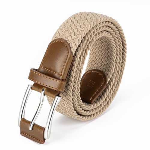 Aegero Stretch Belt Men,Canvas Elastic Fabric Woven Stretch Multicolored Braided Gift Belts for Golf Casual Pants Shirts Jeans?1 3/8