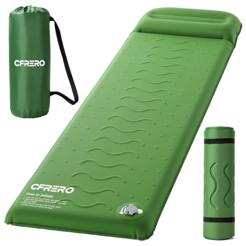 Image of Camping Sleeping Pad, 3 inch Memory Foam Self-Inflating Mattress, Built-in Foot Pump & Air Pillow, All-Season Insulated Mat, Noiseless Compact Roll-Up Bed for Car Traveling, Tent, Cot & Backpacking