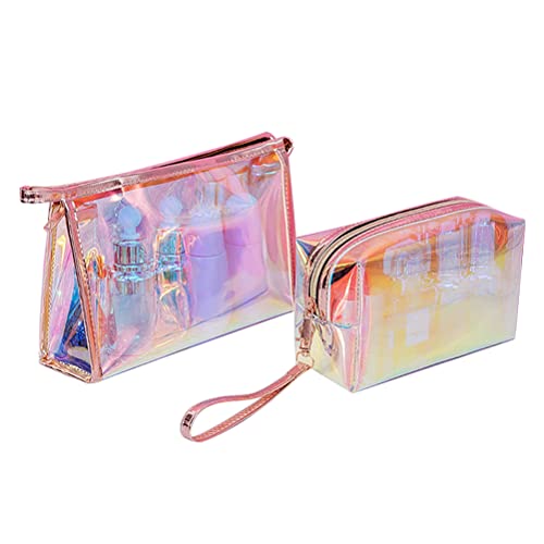 Beauty Case Da Viaggio Trasparente Per Bambini, In Tessuto Impermeabile, Stampa Blu Tie Dye, Dimensioni 20,8 X 13 X 8,9 Cm