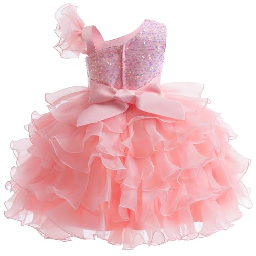Lamgool Girls Formal Dress Toddler Pageant Rainbow Princess Ruffle Flower Elegant Tutu Sequin Ball Gown for Baby Girls Spring4