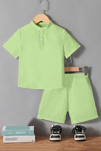 Image of Fashion Dream Boys Cotton Blend Solid Co-ord Set|Boys Co-ord Set|Boy's Clothing Set|Boy's 2 Piece Set|Clothing Set|Boys T-Shirt and Short Set|Co-ords