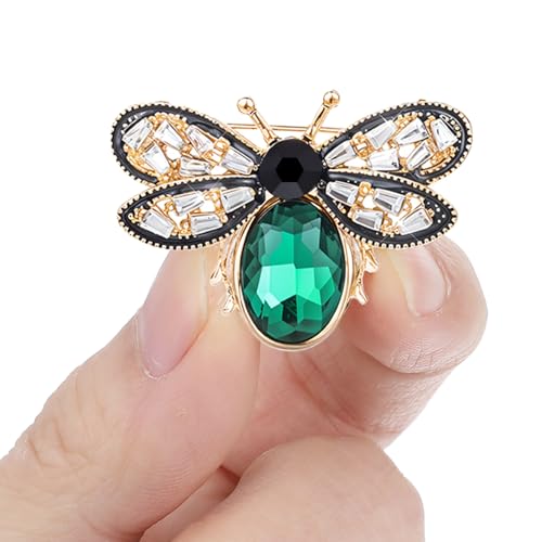 Image of Mabor Colorful Rhinestone Crystal Bee Brooch Pin Vintage Bee Lapel Pin for Women Retro Cute Insect Animal Collar Pin Jewelry Gift for Women Clothing Accessories