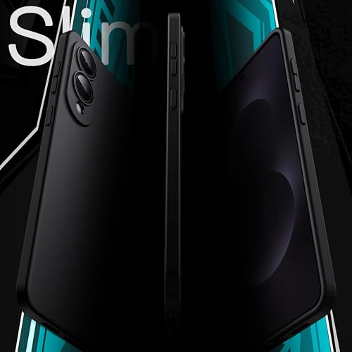 Image of Slim Matte Finish Soft TPU Flexible Bumper Case Cover Compatible with Samsung Galaxy S25 Edge 5G (2025) (TPU Black)