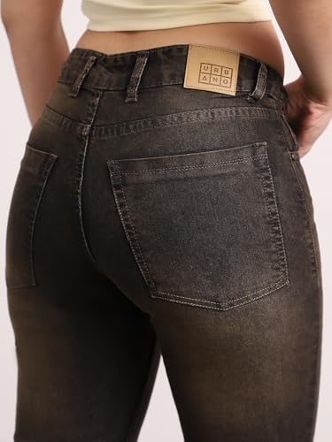 Image of Urbano Fashion Women's Mid Rise Bootcut Washed Jeans Stretchable