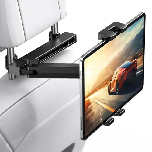 TECKNET Car Headrest Tablet Holder ipad Car Holder Back Seat [3 in 1 Extension Arm] 360 Rotating Adjustable Road Trip Essentials for Kids for 4.7-12.9 iPad Pro Air Mini iPhone Galaxy Switch Fire