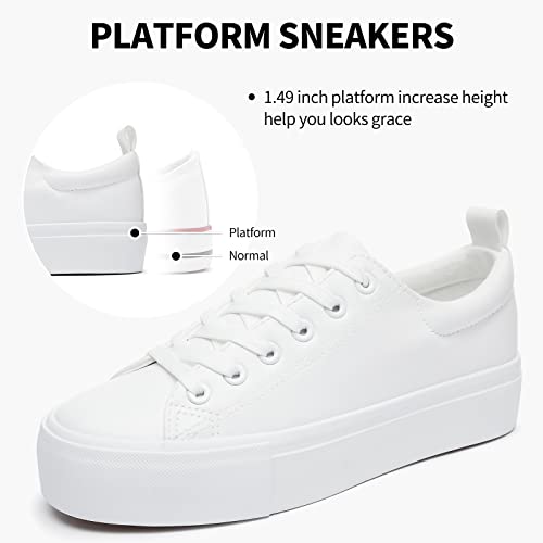 SERNIAL Womens White Platform Sneakers PU Leather Platform Shoes Walking Shoes for Women3