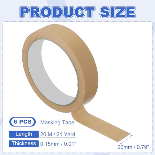 Image of MECCANIXITY Masking Tape 0.8 Inch x 21 Yard Painter's Tape Brown Paint Tapes for DIY Crafts Arts Drawing Decoration Labeling Car Painting Artist Teachers, Pack of 6