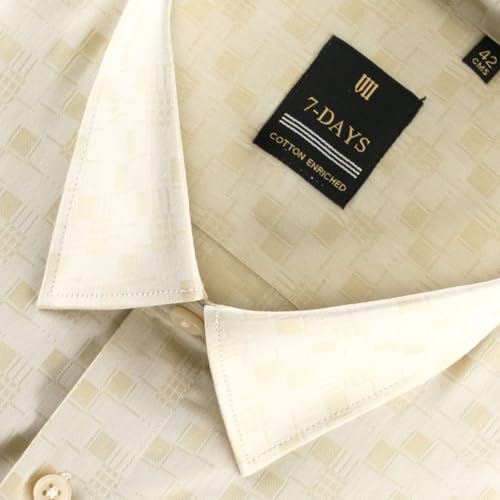 Image of 7-DAYS Premium Men's Formal Shirts - Cotton Rich, Textured Self-Design, Full Sleeve, Regular Fit, Wrinkle Resistant, with Pocket - Perfect for Office