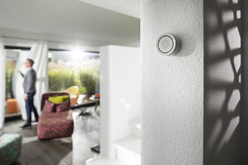 Burg W&auml;chter Alarmanlage, mit Temperatur- und Luftfeuchtigkeitsmessung, batteriebetrieben, mit BURGsmart Protect kompatibel, Noise 2162, Wei&szlig;