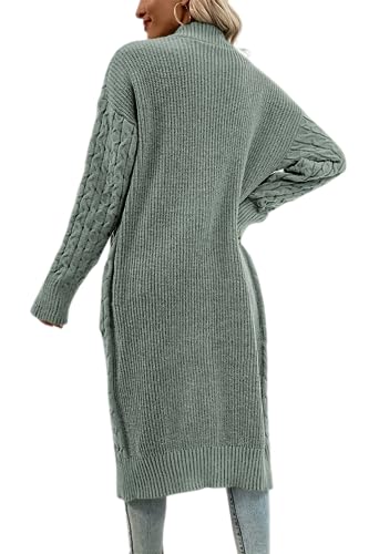 Onedreamer Womens Long Cardigan Cable Knit Open Front Long Sleeve Sweater Coats with Pockets2