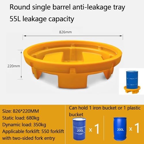Industrial Spill Containment Pallet Modular Drum Spill Containment Pallet with Drain - Heavy-Duty Anti-Leakage Tray for Oil & Chemical Spill Prevention | Industrial Safet,Yellow-826x220mm