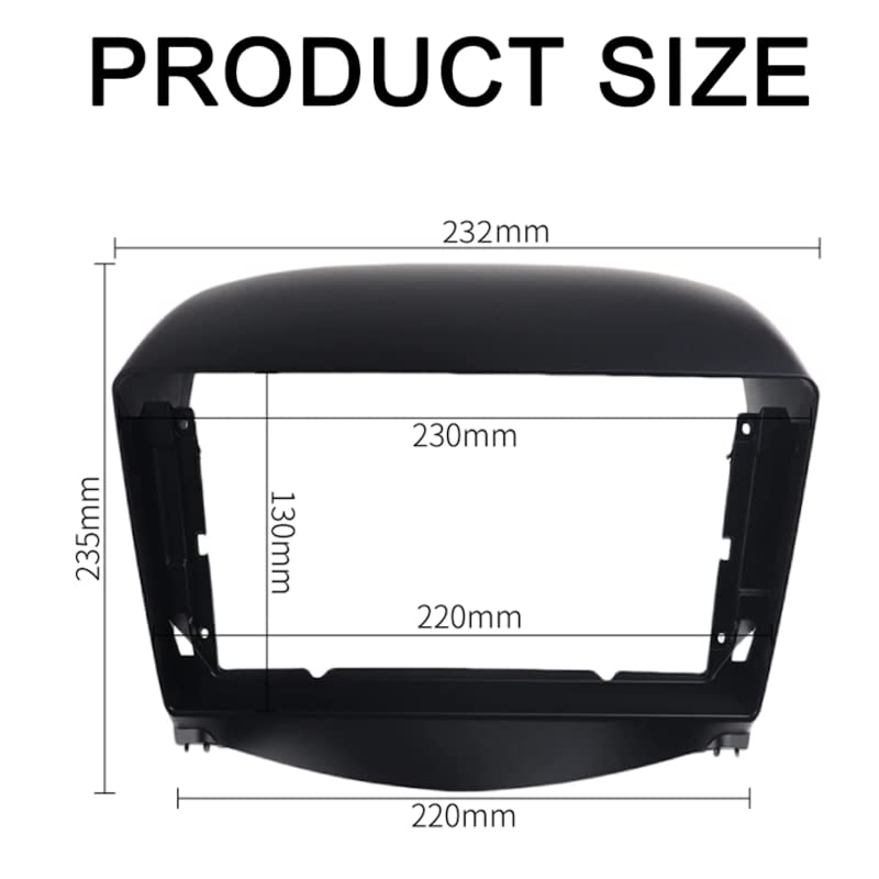 Product size diagram for the radio fascia
