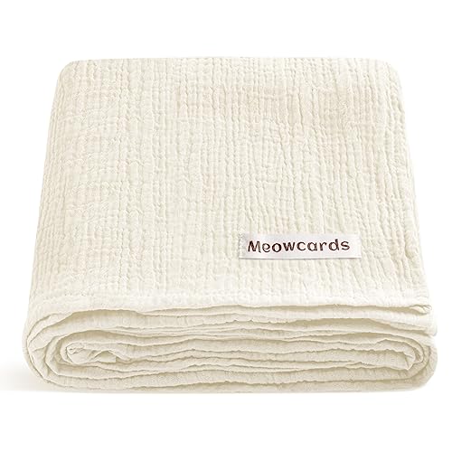 Image of meowcards Muslin Swaddle Blankets for Baby, Unisex Baby Boys Girls Essentials, Large 47 x 47 inches, Receiving Blankets Newborn Registry Must Haves, Perfect (Pale Yellow, Simple)