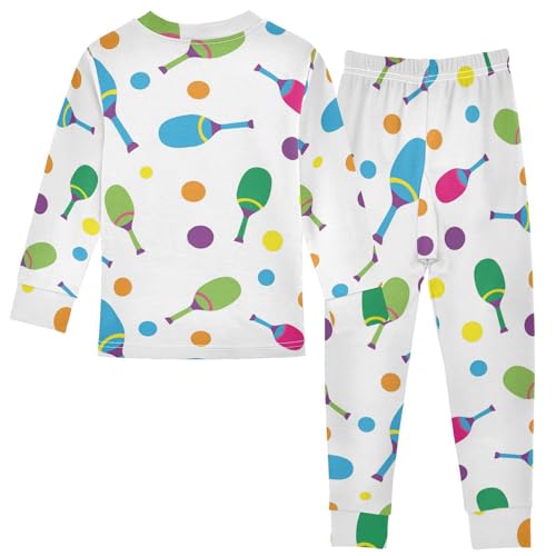 Pajama Sets Long Sleeve Colorful Maracas on White Soft Comfy Sleepwear 2 Piece PJS 3-8T3