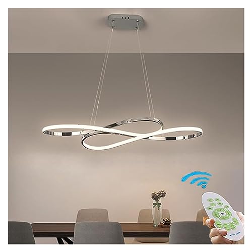 Lustre annulaire moderne LED 75W doré et chromé avec télécommande pour salle à manger