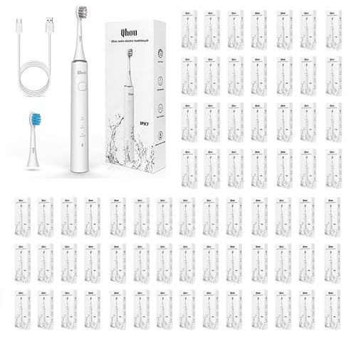 Adult Electric Toothbrush Ultra-Clean Rechargeable Travel Sonic Toothbrush with 2 Brush Heads 3 Modes Timer - White 100
