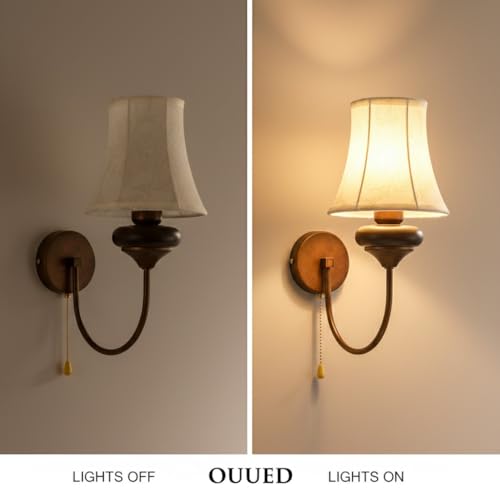 Luminaria vintage de bronce y hierro con interruptor de cadena E14 5