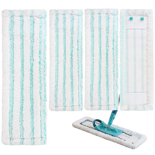 MAOOY 4 Stück Ersatz-Wischbezüge für Leifheit Profi XL Cotton Plus/Profi XL Micro Duo Vollstiel Bodenwischer Mikrofaser Ersatzbezüge für Alle Böden Verdickt Bodenwischer Bezug Hohe Saugfähigkeit
