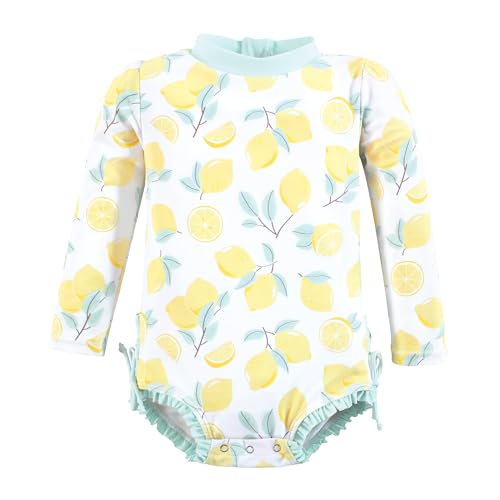 Image of Hudson Baby Girls Baby and Toddler Swimsuit, Mint Flamingo, 12-18 Months