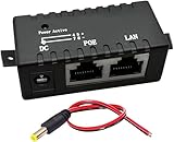V-Fiabilidad 1000Mbps PoE Ethernet Power Supply 2 Port POE DC 12V-48V Power Adapter Injector with 15cm 2.1mm 12V 5A Connector Plug Cable for IP Camera 802.3af/802.3at Device