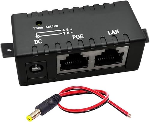 Injecteur PoE 1000 Mbit/s Gigabit avec alimentation 12V 5A et câble 2,1 mm pour caméra IP
