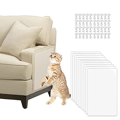 Cat Scratching Guard,10 Pcs Flexible Transparent Cat Scratch Guards Self-Adhesive Scratch Deterrent Pad for Couch, Sofa, Chair,40*30cm