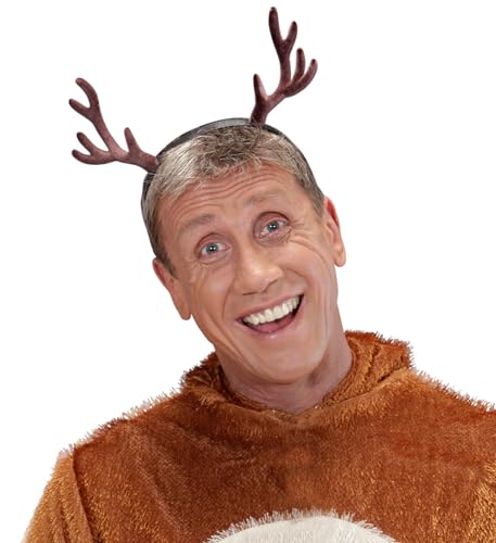 W WIDMANN MILANO Party Fashion 9538D - Beflocktes Rentiergeweih, Accessoire, Haarschmuck, Kopfschmuck, Weihnachten, Karneval, Fasching, Mottoparty