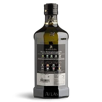 Atlas Organic Cold Pressed Moroccan Extra Virgin Olive Oil, Polyphenol Rich | EVOO From Morocco, Newly Harvested Unprocessed from One Single Family Farm | Trusted by Award-Winning Chefs | 500 mL