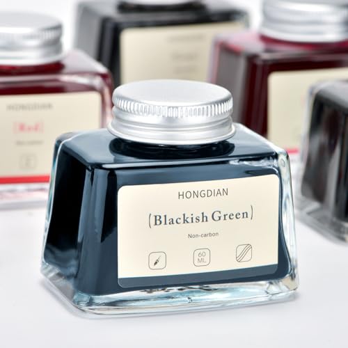 Image of Asvine Hongdian Fountain Pen Bottled Ink Blackish Green, 60ml Fountain Pen Bottled Ink, Non Carbon