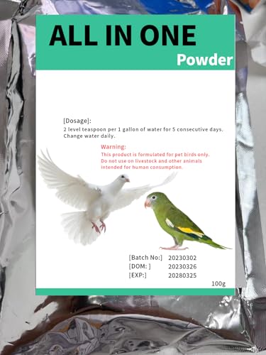 All in One Pigeon Medicine Powder, Chickens Medicine, Bird Aviary, Canary, Finches, Parakeet, Cockatiels, Parrots and Cage Small Birds
