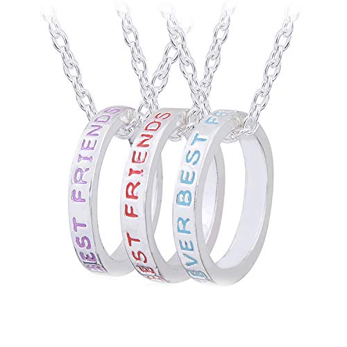 Fliyeong Lot de 3 Colliers avec Pendentif en Forme d'anneau Inscription Best Friends Forever Couleur Argent Durable et utile Cover