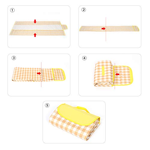Estrutura Compacta Material de Pano Oxford Grades Amarelas Tapete de Piquenique à Prova de Umidade à
