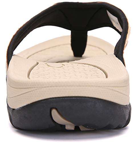 Kubua Men's Beach Flip-Flops Water Sandals Outdoor Athletic Thong Sandal Slippers Fp-Khaki 7 #TOP3