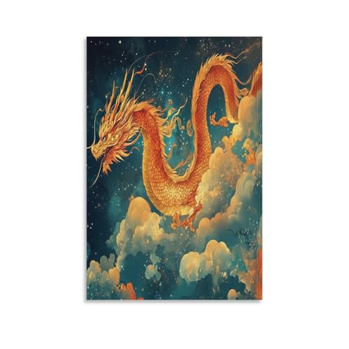 Cuadro decorativo de dragón para salón moderno lámina de lienzo grande 50x75 cm