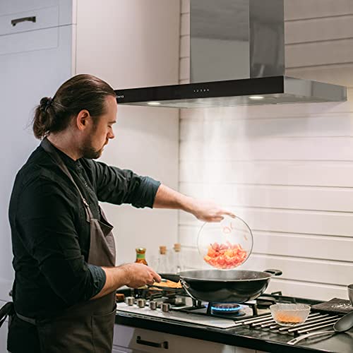 Ciarra CBCS9102 90cm Cooker Hood Wall Mount Chimney Hood Recirculating&Ducting 650 m³/h with 4 Speed WIFI APP Touch Control Kitchen Extractor Fan with CBCF003 Carbon Filters