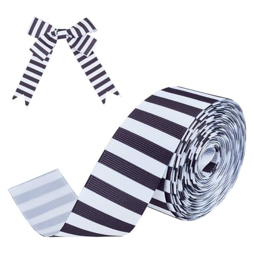 PH PandaHall 10 m Schwarz Weiß Gestreiftes Band 32mm Stoffbänder Zum Verpacken von Geschenken Für...