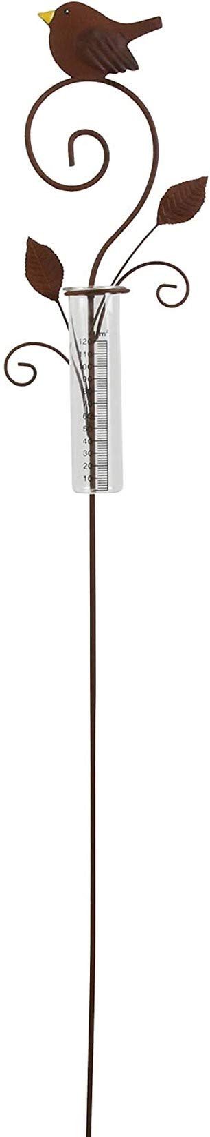 Dekoleidenschaft Gartenstecker aus Metall im Rost-Design, mit Glas-Regenmesser, Niederschlagsmessung, Dekostecker, Beetstecker, Gartendeko