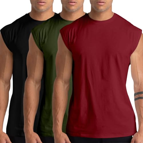 3 Pack Herren Fitnessstudio Tank Tops Workout ärmellose T-Shirts Athletic Muscle Tank Training Bodybuilding Tee Shirts Schwarz/Grün/Rot-16-XL